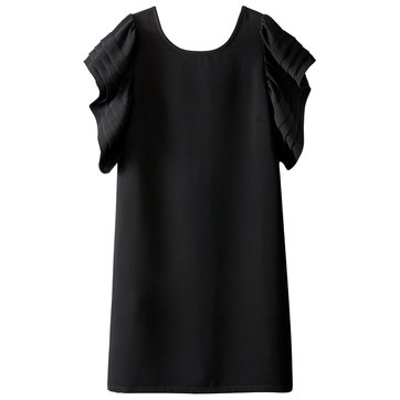 Vestido direito, curto e liso, mangas curtas SEE U SOON