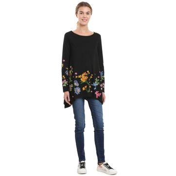T-shirt de gola redonda, mangas compridas, estampado floral DESIGUAL