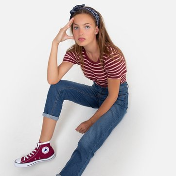 T-shirt às riscas, gola redonda 10-18 anos LA REDOUTE COLLECTIONS