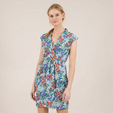 Kurzes Kleid, Blumenmuster, V-Ausschnitt, tailliert MOLLY BRACKEN