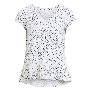 T-shirt com decote em V, mangas curtas, estampado gráfico VILA