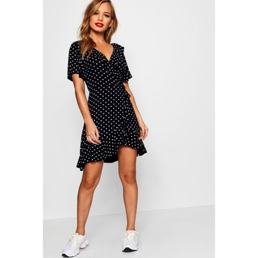 Robe Noir Avec Petites Redoute CourteLa Femme Manche knPw80O