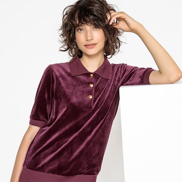 T-shirt estilo polo, em veludo T-shirt estilo polo, em veludo LA REDOUTE COLLECTIONS