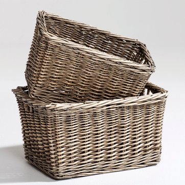 Storage Baskets Boxes La Redoute Set Of 2 Semra Stackable Woven Rattan Baskets La Redoute Interieurs