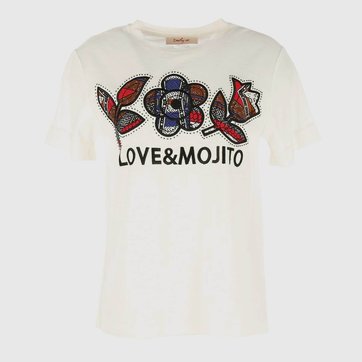 T-shirt de gola redonda, motivo no peito, Nenette DERHY