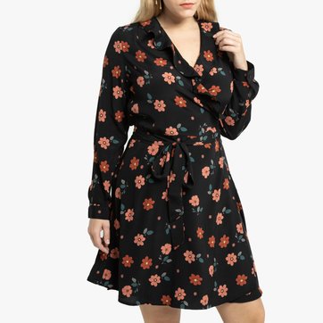 Vestido cruzado con volante y estampado de flores LA REDOUTE COLLECTIONS PLUS