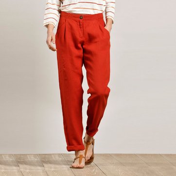 Pantalon Lin Rouge Femme La Redoute