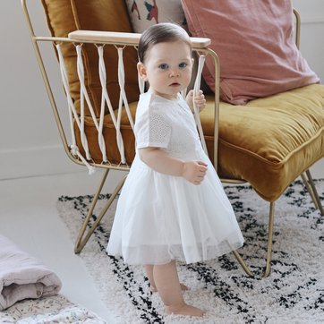Vestido com bordado inglês e voile, 1 mês-3 anos LA REDOUTE COLLECTIONS