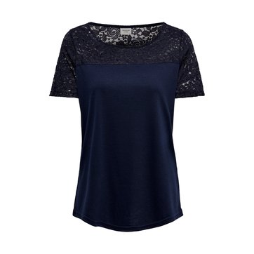 T-shirt de gola redonda, mangas com renda, Kimmie JACQUELINE DE YONG