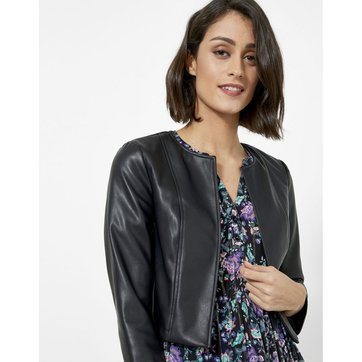 Veste Courte En Cuir Manche Courte La Redoute