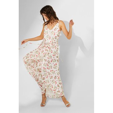 Vestido largo con tirantes finos y estampado de flores Vestido largo con tirantes finos y estampado de flores ESPRIT