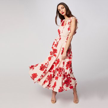 Vestido comprido às flores sem mangas Rzana MORGAN