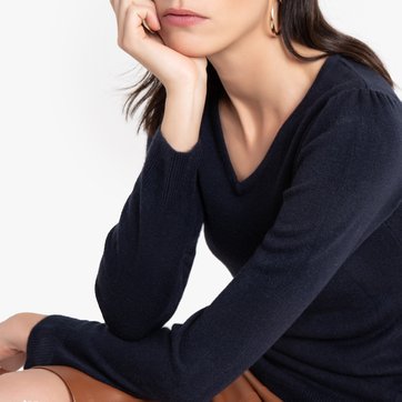 Jersey con cuello de pico, de punto fino ANNE WEYBURN