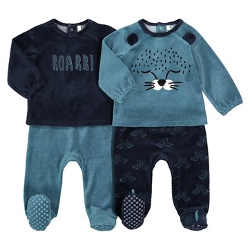 Lote de 2 pijamas, 2 peças em veludo, 1 mês-4 anos LA REDOUTE COLLECTIONS