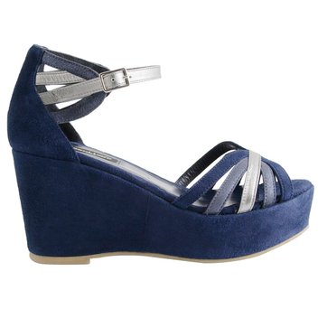 chaussure compensee bleu marine femme