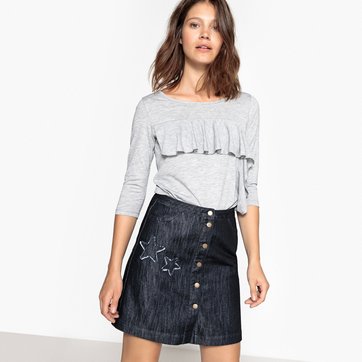 Camisola com escapulário e folho LA REDOUTE COLLECTIONS