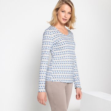 Camisola estampada de gola redonda, mangas compridas ANNE WEYBURN