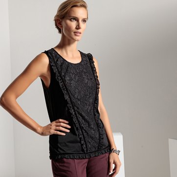 T-shirt em renda, sem mangas ANNE WEYBURN
