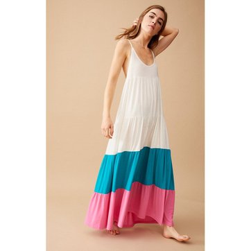 robe bleu turquoise et blanche