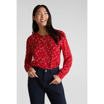Bluse, Blumenmuster, Stehkragen ESPRIT