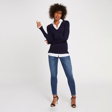 Pull chemisier 2 en 1 | La Redoute Pull chemise 2 en 1 col v manches longues Ugholin | La Redoute
