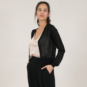 Cardigan, V-Ausschnitt, Knopfleiste, Spitze hinten MOLLY BRACKEN