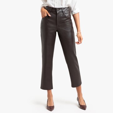 Pantalón recto 5 bolsillos de piel sintética LA REDOUTE COLLECTIONS