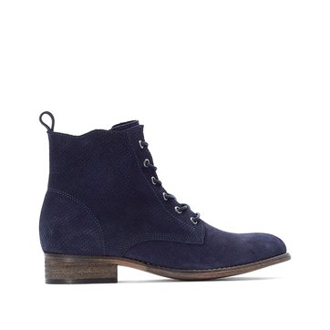 Boots cuir à lacets effet perforé Boots cuir à lacets effet perforé LA REDOUTE COLLECTIONS