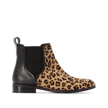 Botines Chelsea de piel, estilo leopardo delante LA REDOUTE COLLECTIONS