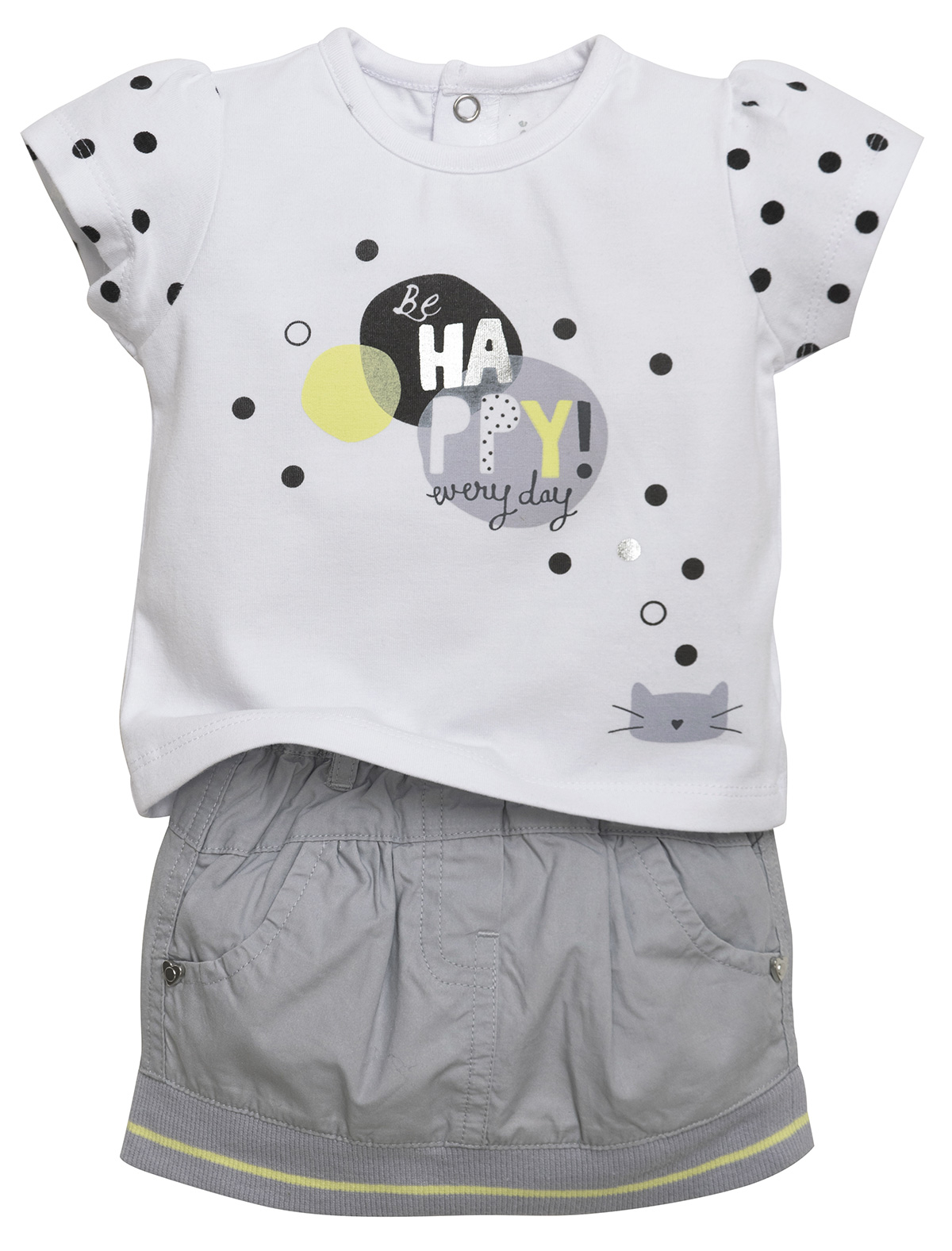 Jupe + t-shirt gris, SUCRE D'ORGE