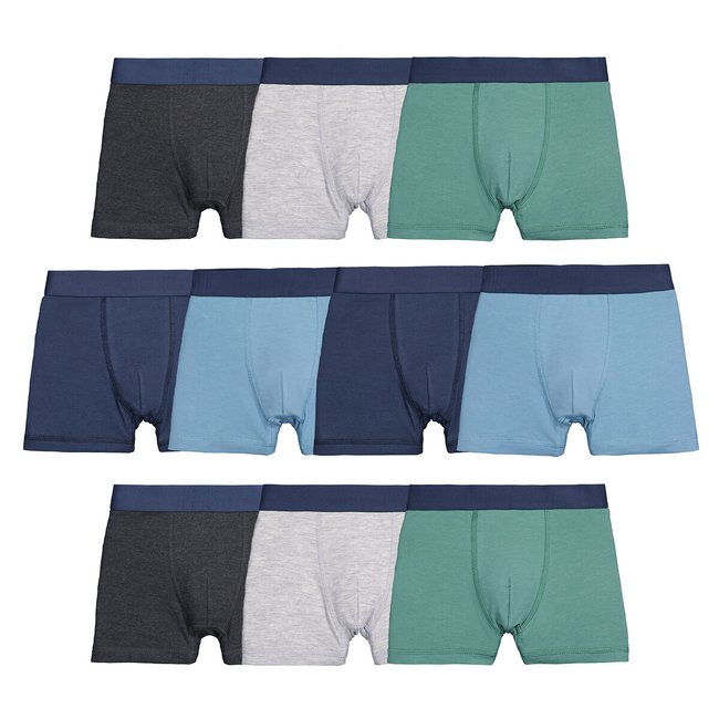 Pack of 10 boxers in cotton, multi-coloured, La Redoute Collections ...
