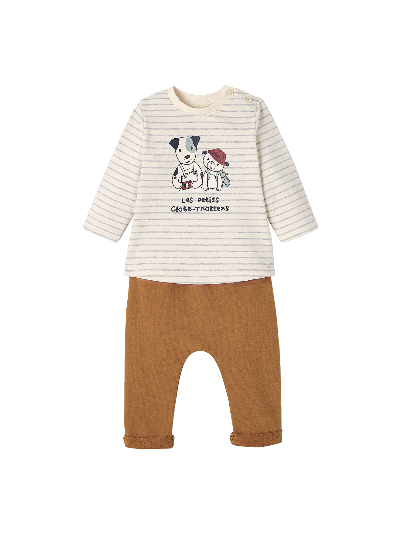 Ensemble bébé tee-shirt et pantalon en molleton, VERTBAUDET