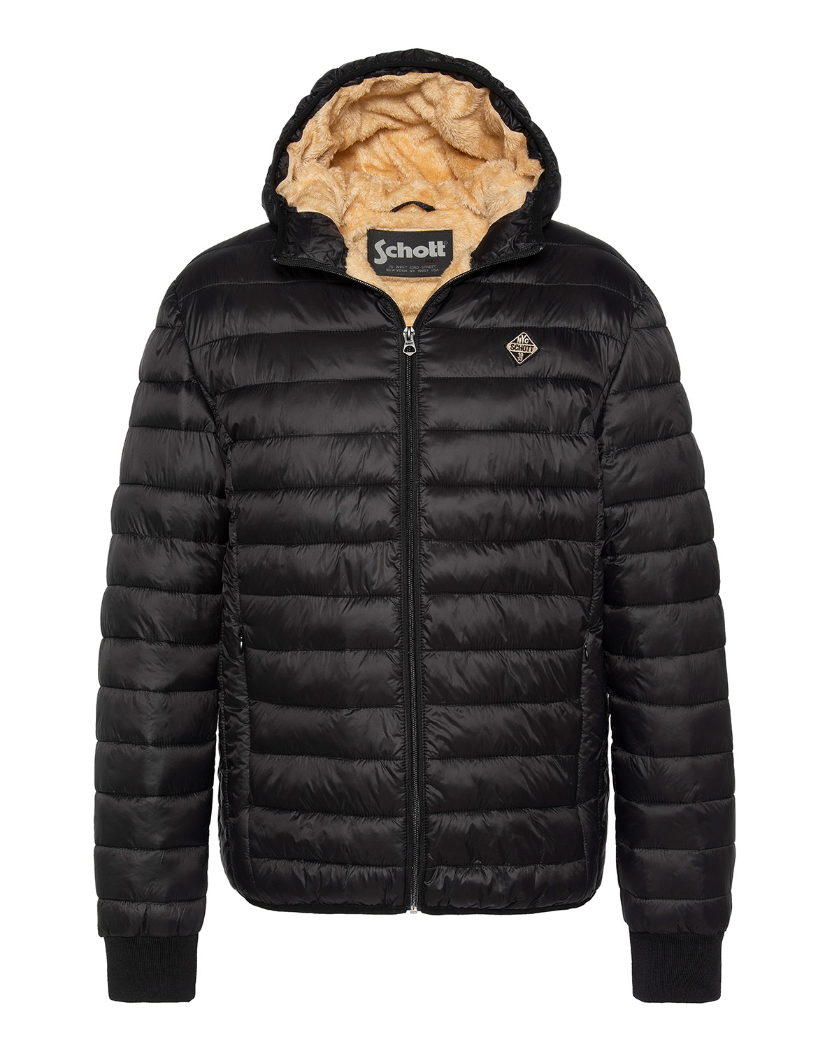 Doudoune à capuche ultra légère doublée polaire, SCHOTT