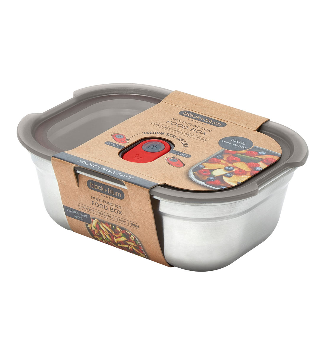 Boite repas 3 en 1 taille s en acier inoxydable micro ondable, BLACK + BLUM