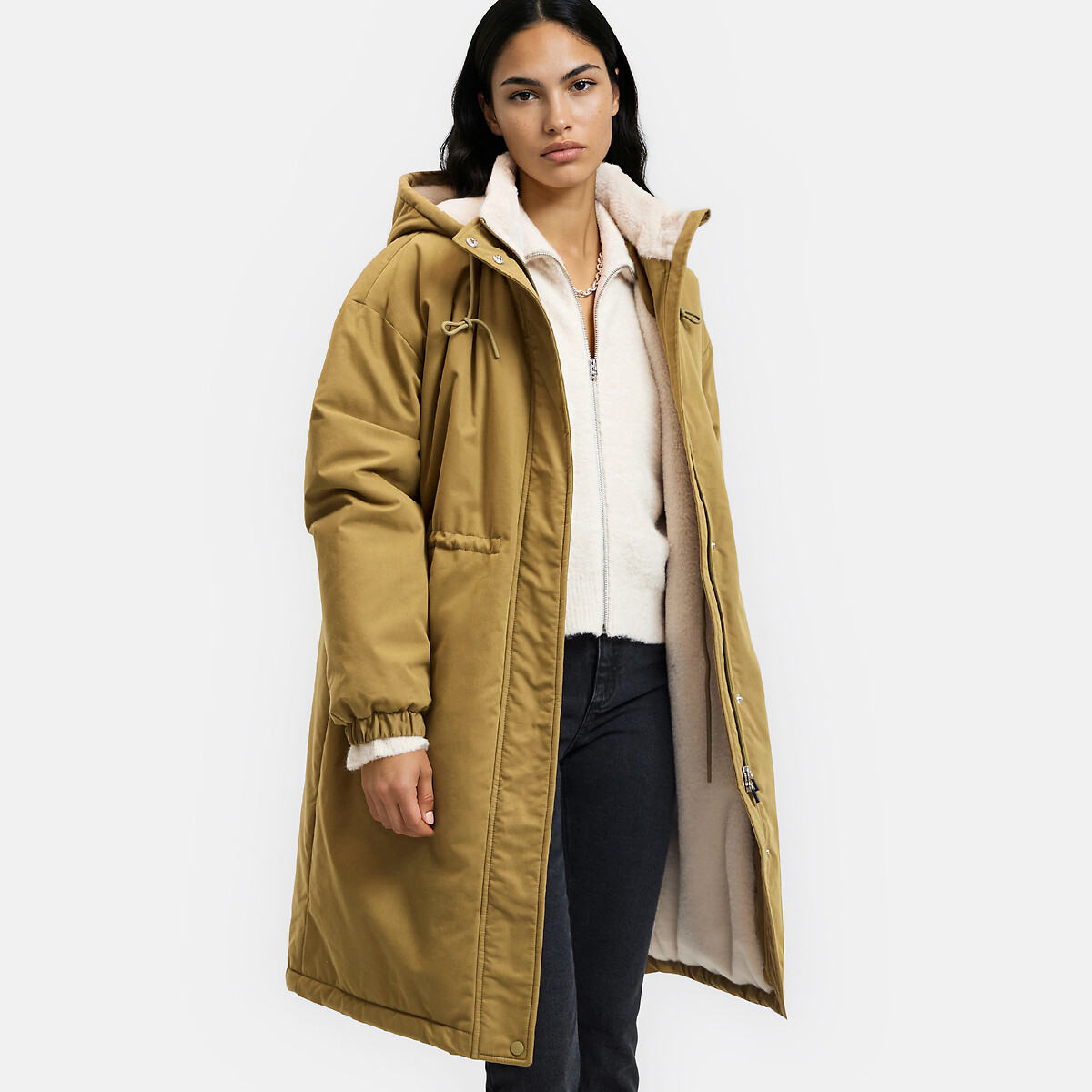 Parka longue, à capuche et col montant, LA REDOUTE COLLECTIONS