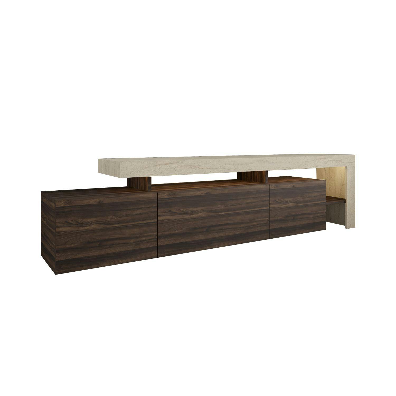 Meuble TV 3 portes, éclairage LED AURA, PIER IMPORT