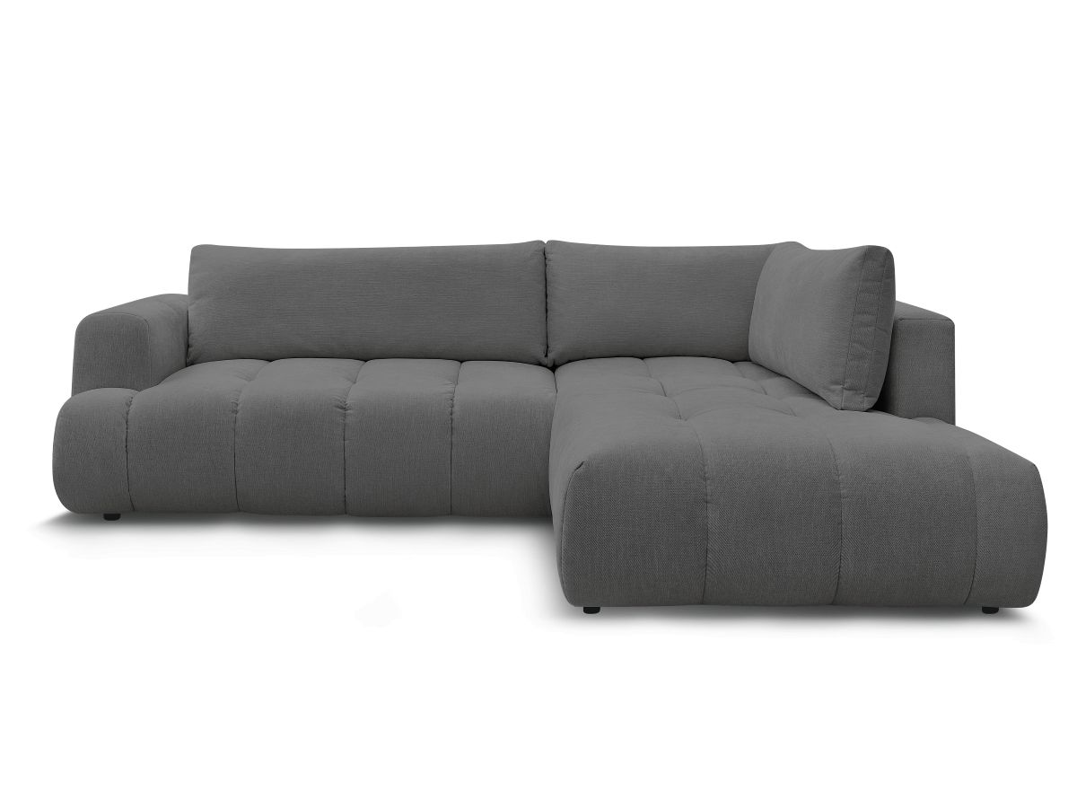 Canapé d'angle convertible 4 places en tissu lisse, FUJI, BOBOCHIC