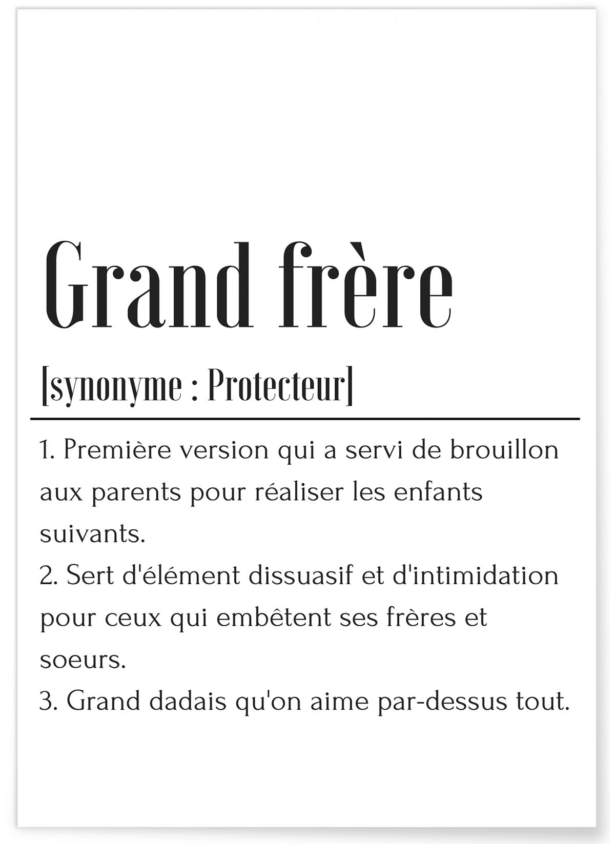 Affiche Définition Grand frère, L'AFFICHERIE