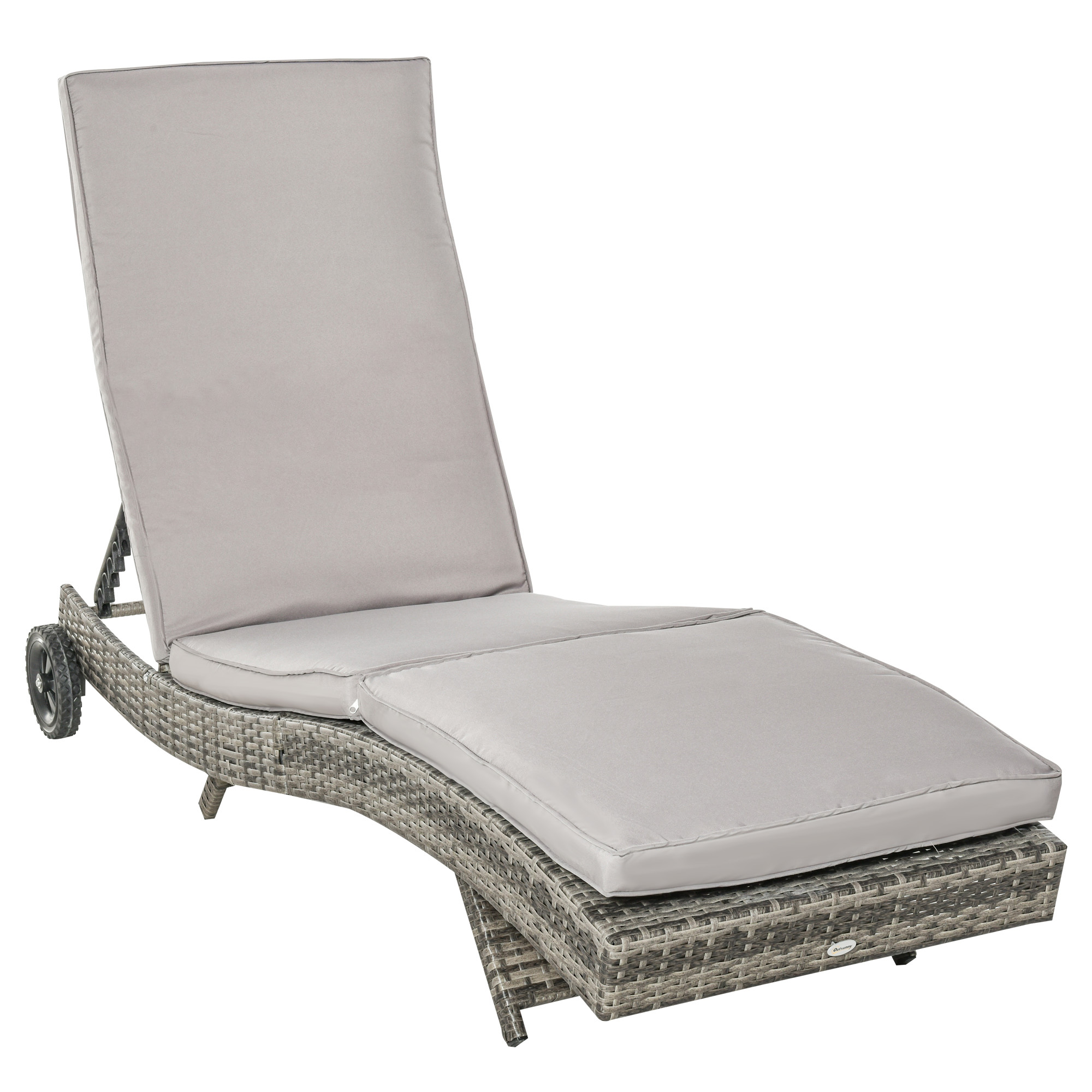 Chaise longue simple en rotin (modèle simple), OUTSUNNY