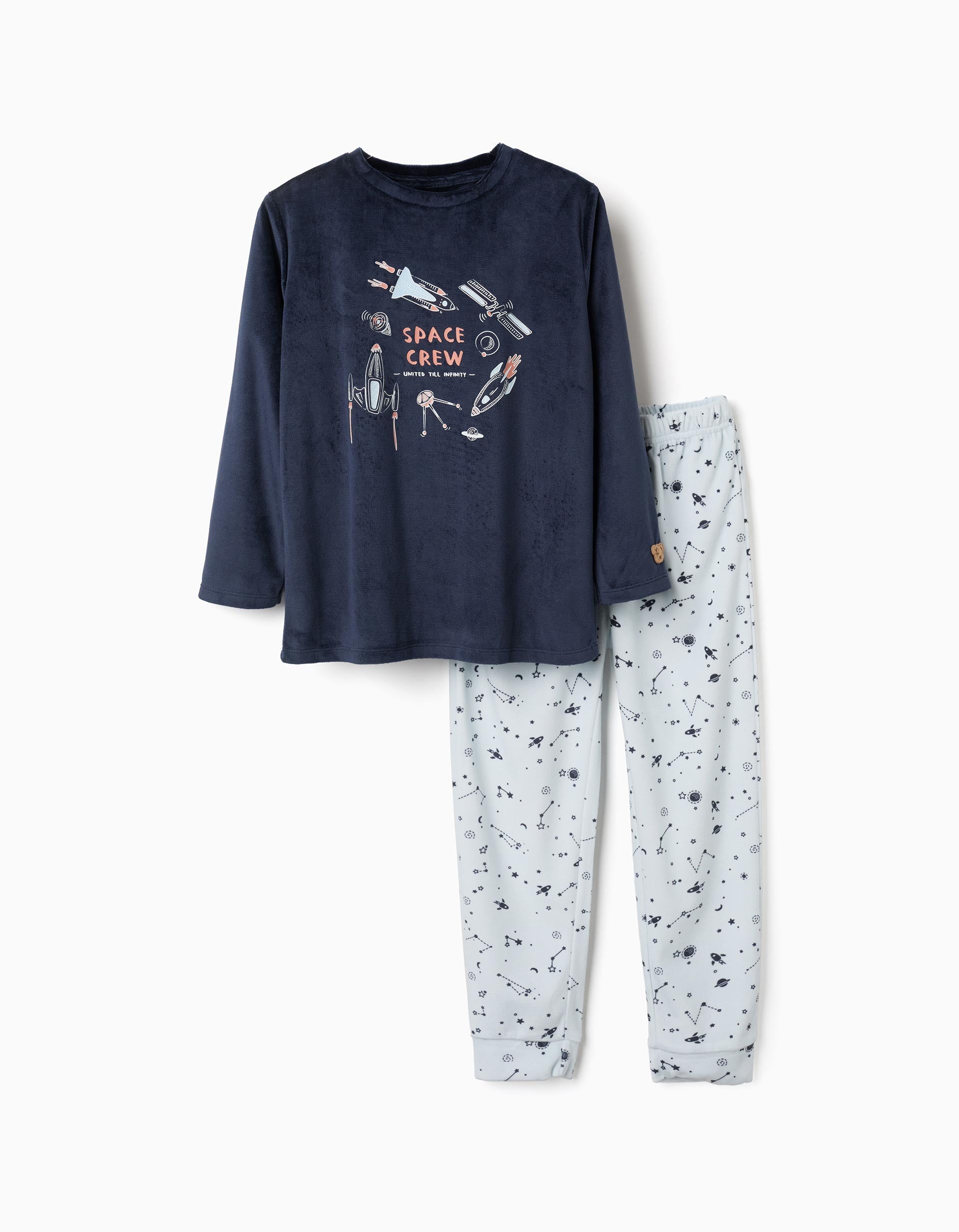 Pyjama en velours avec imprimé espace qui brille dans le noir, ZIPPY