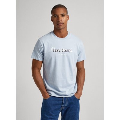 Keegan Logo Print T-Shirt in Cotton with Crew Neck PEPE JEANS