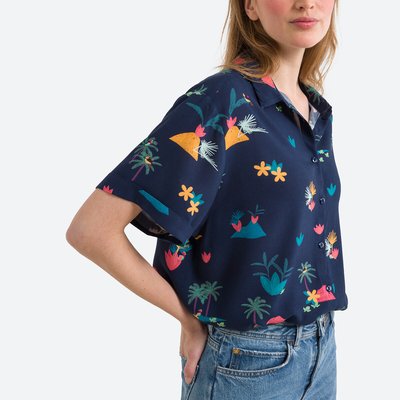Graphic Print Blouse with Short Sleeves DES PETITS HAUTS