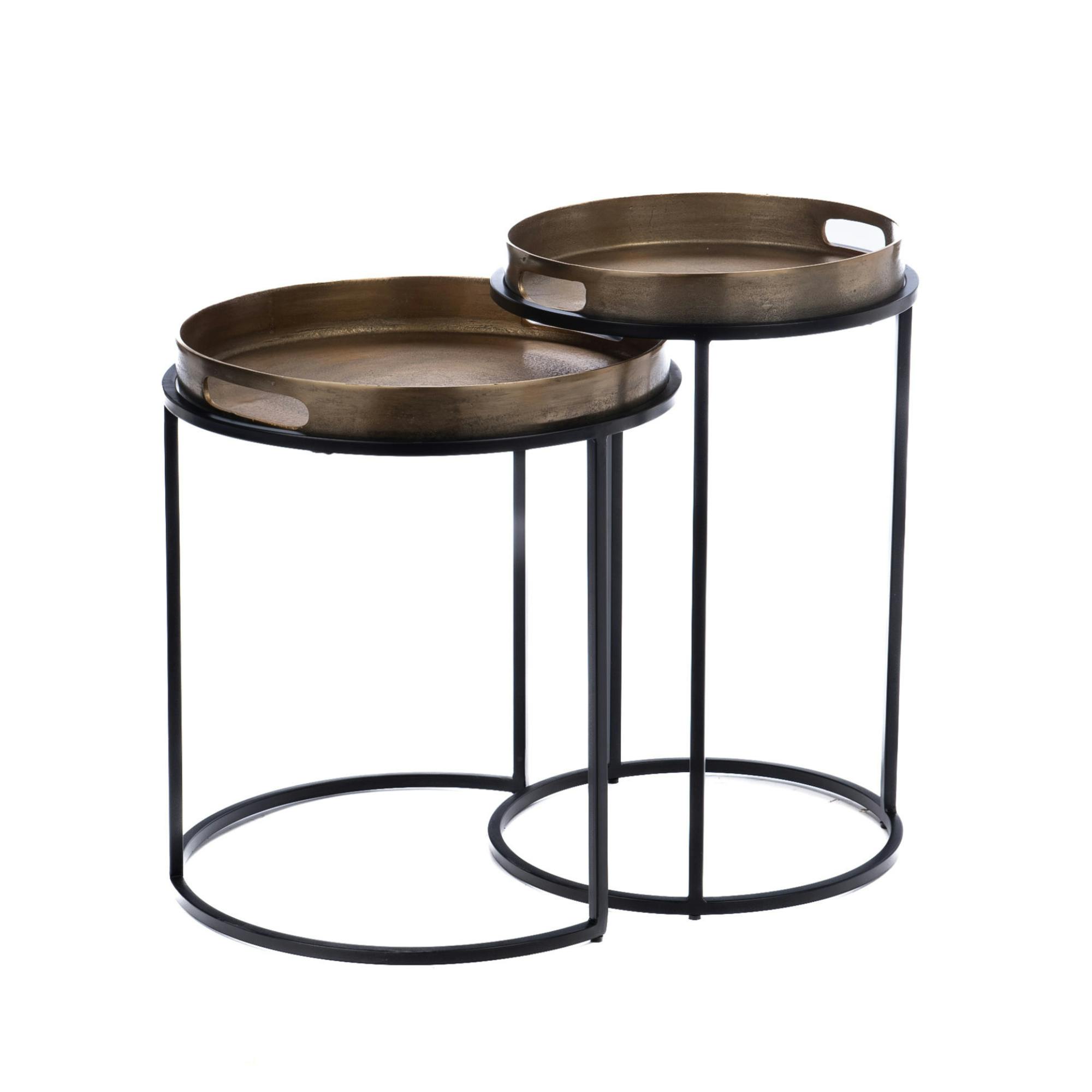Bout de canapé rond à plateaux mobiles (lot de 2) KANO, PIER IMPORT