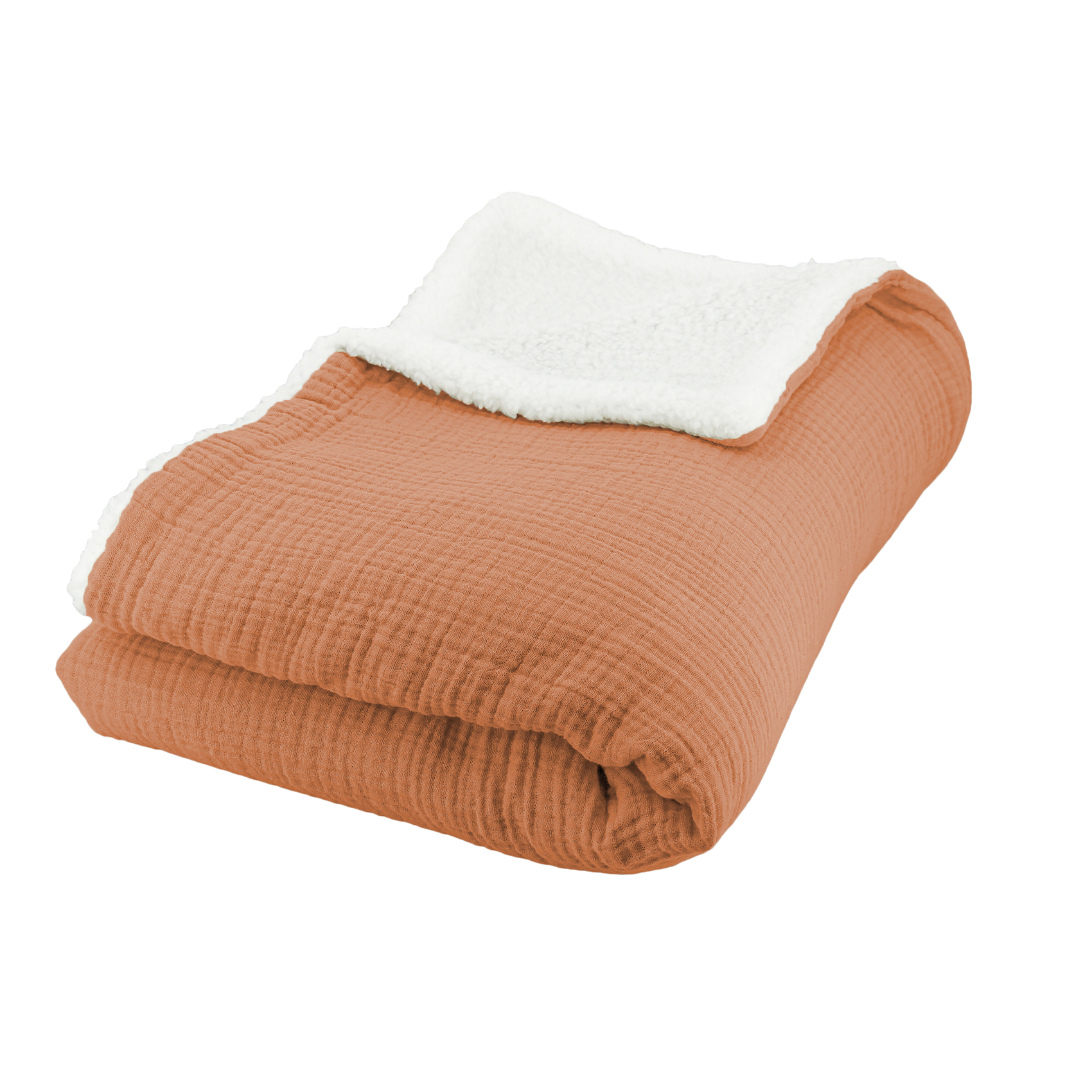 Plaid sherpa et gaze de coton, HOME MAISON