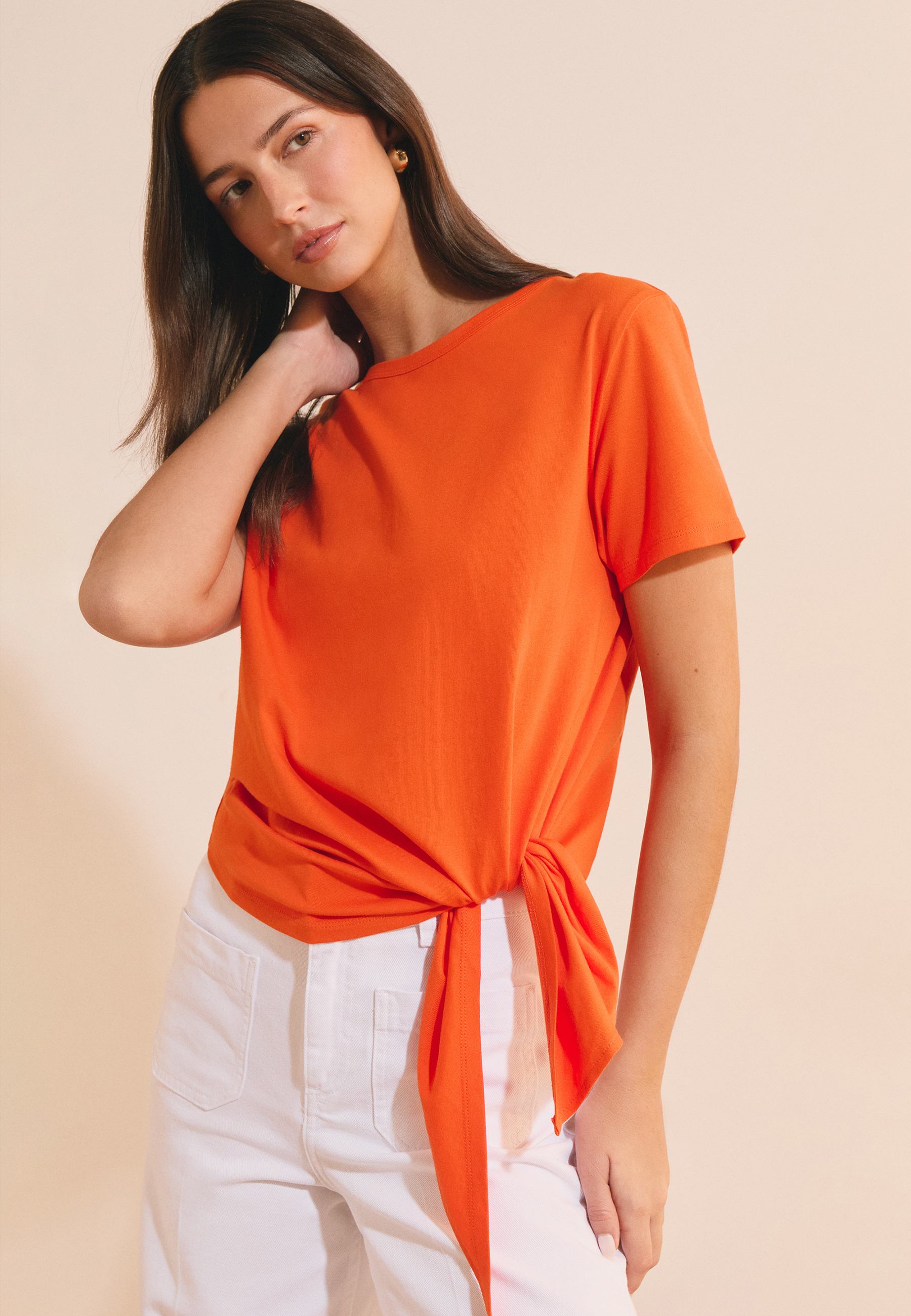 T-shirt en coton avec noeud ANNE SOPHIE TS, ETAM