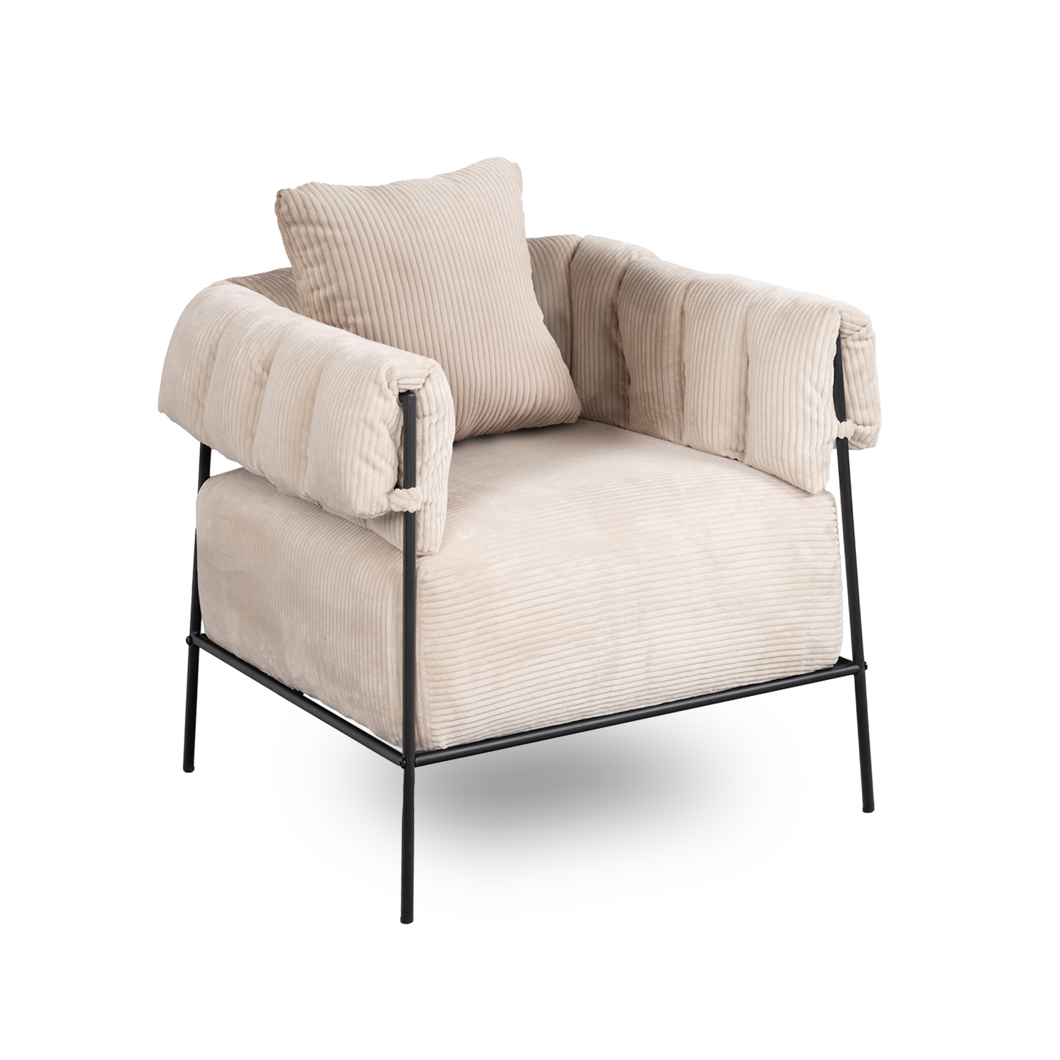 Fauteuil design avec coussins canapé simple en tissu velours côtelé, DOMCO, MEUBLES COSY