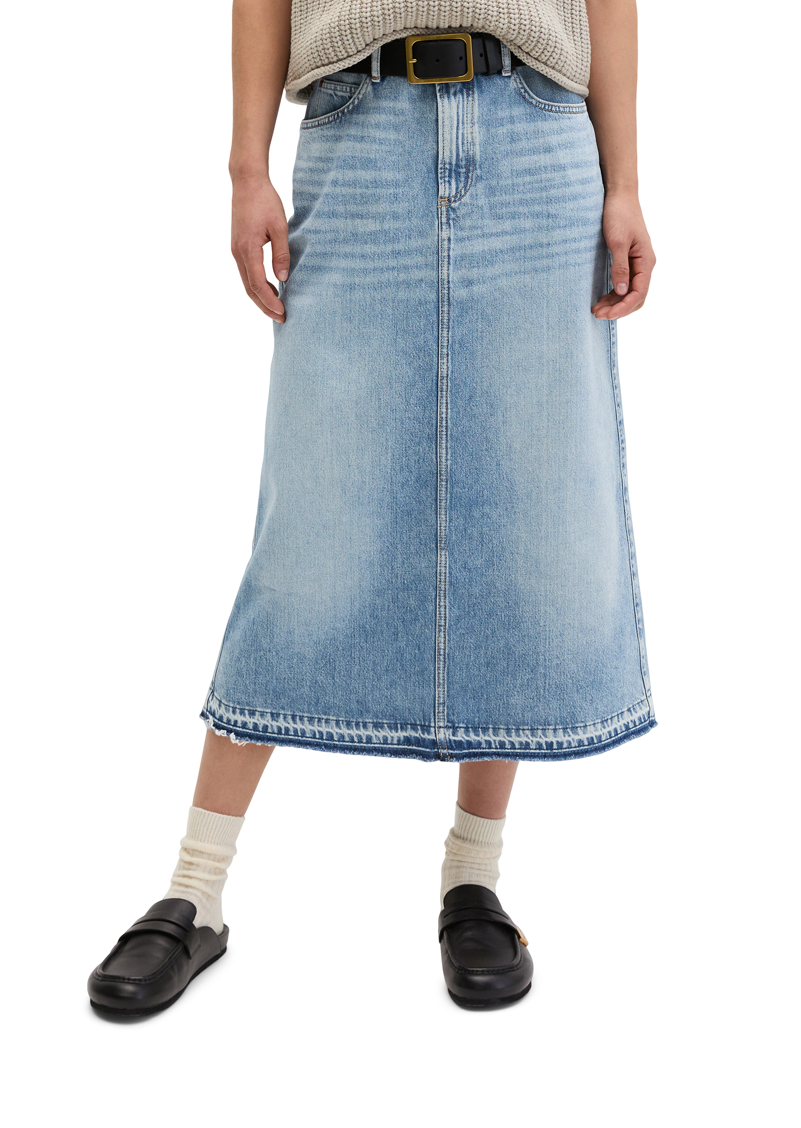Jupe longue en jean A-Shape en denim rigide sans élasthanne, MARC O'POLO