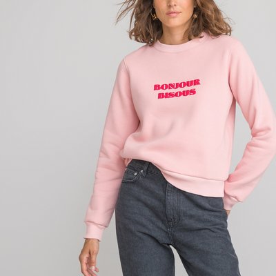 Slogan Print Sweatshirt in Cotton Mix LA REDOUTE COLLECTIONS