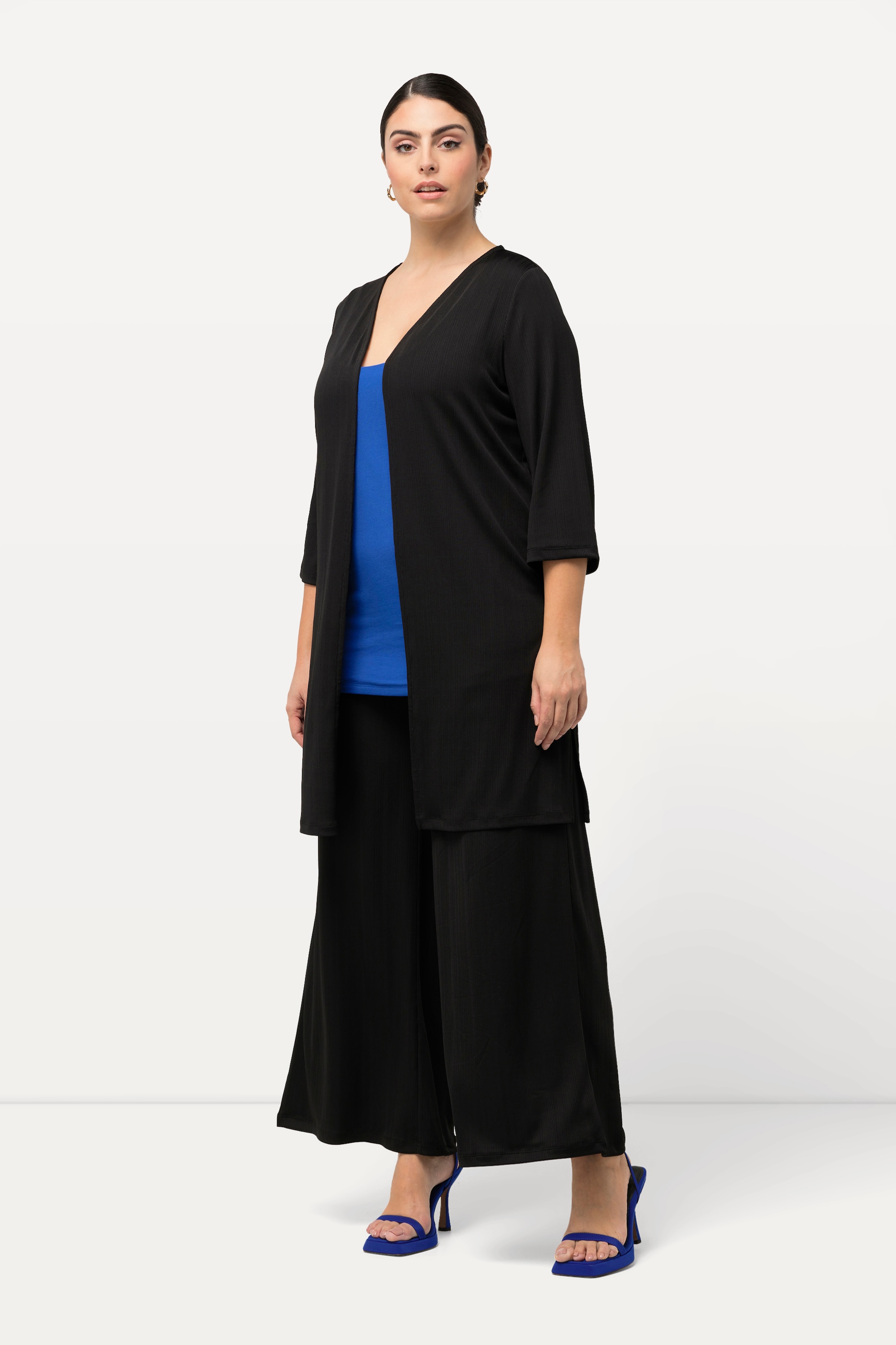 Gilet long en jersey côtelé. Coupe ouverte, ULLA POPKEN