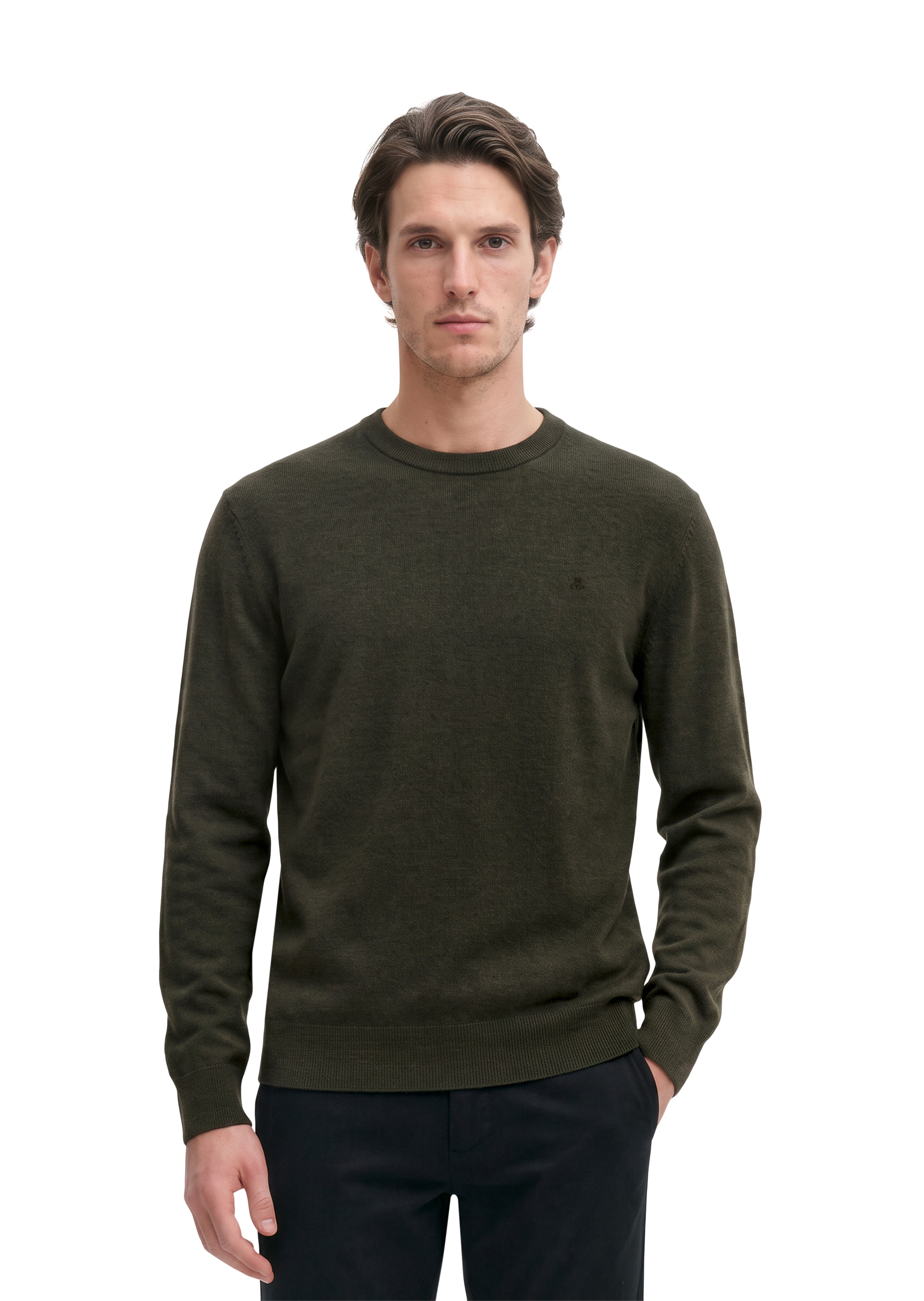 Pull-over regular en doux mélange de coton et de laine vierge bio, MARC O'POLO